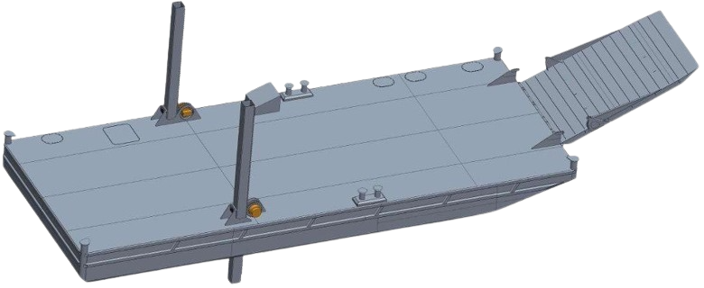DB-201 — Steel Work Pontoon with spuds and ramp