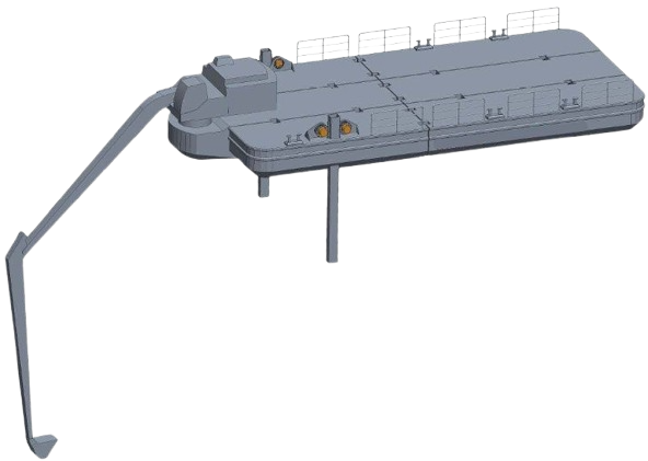 DB-241e — Steel Work Pontoon with spuds — Excavator configuration
