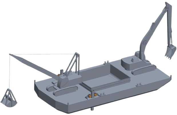 DBC-253 — Excavator Barge with Bin Walls — Wide beam